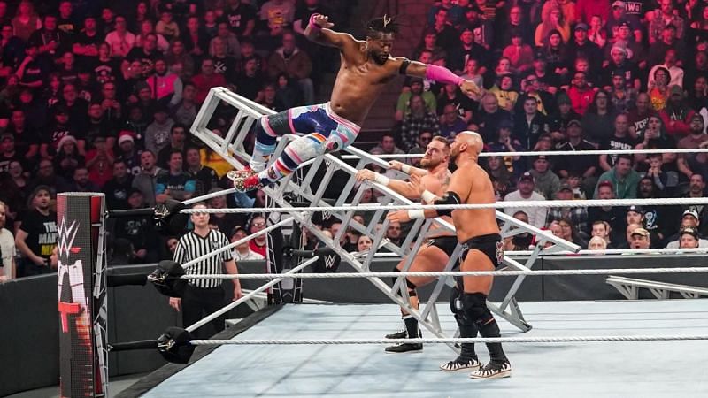 Kofi Kingston takes to the skies to fend off The Revival&#039;s attacks