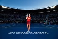 Petra Kvitova with the trophy of the now defunct Sydney International