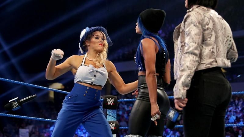 Lacey Evans with a Woman&#039;s right to Sasha Banks