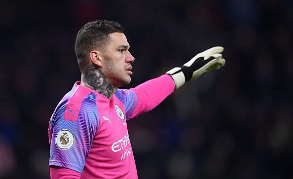 Ederson Moraes in action for Manchester City