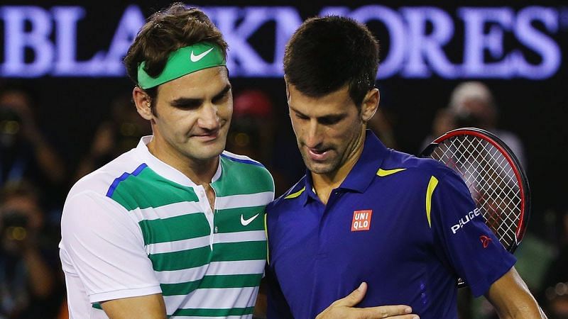 Federer (left) and Djokovic