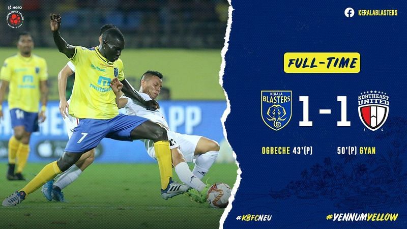 Kerala played out a 1-1 stalemate against NorthEast United