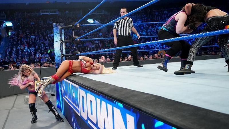 Alexa Bliss and Nikki Cross picked up the win over Rose and Deville last night on SmackDown