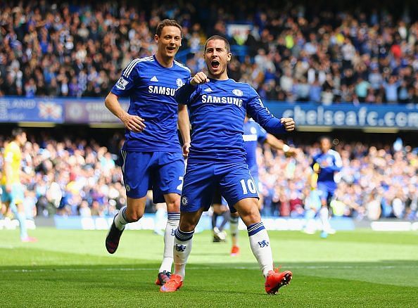 Nemanja Mati&Auml;‡ and Eden Hazard in Chelsea colours