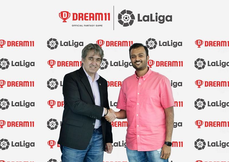 Jose Antonio Cachaza, LaLiga India Managing Director with Harsh Jain, Dream11 CEO