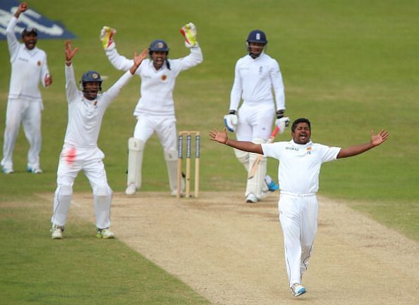 Rangana Herath appeals for a wicket
