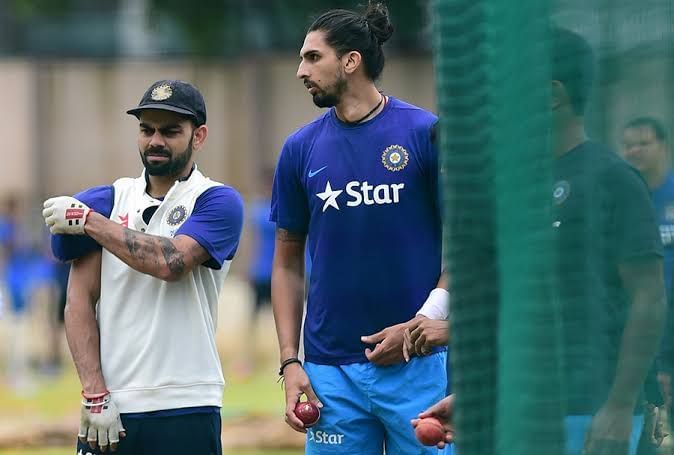 Virat Kohli with Ishant Sharma in the nets