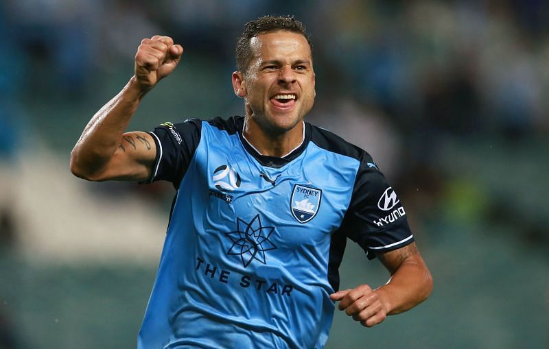 Bobo celebrates after scoring for Sydney FC in A-League