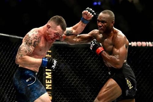 Kamaru Usman stopped Colby Covington in the fifth round of their title fight