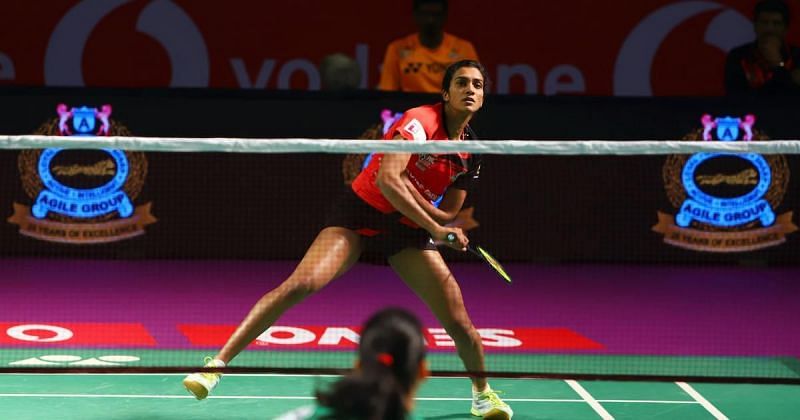 P V Sindhu in action on Day 1 of the PBL Season 5