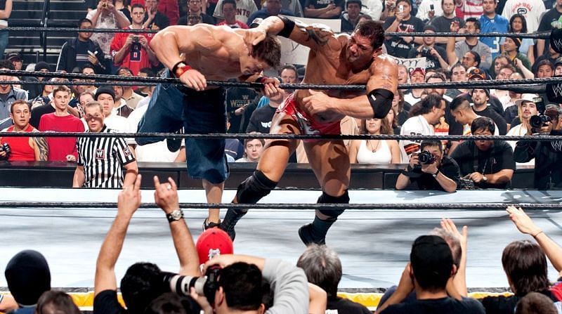 A sight into the future, as Batista and John Cena would soon become the biggest stars in WWE.