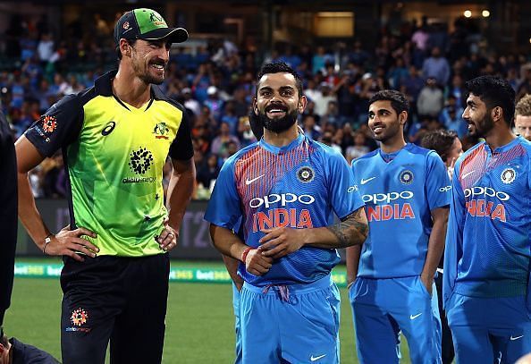 Mitchell Starc (left) and Virat Kohli (right)