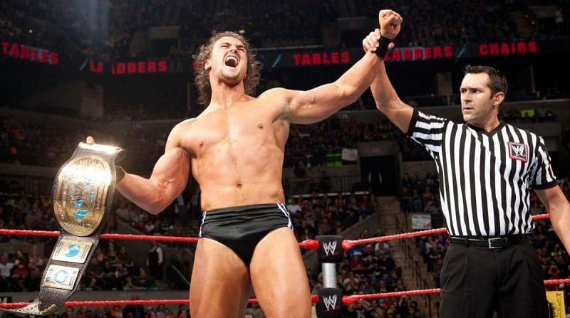 The new Intercontinental Champion, Drew McIntyre, after defeating John Morrison
