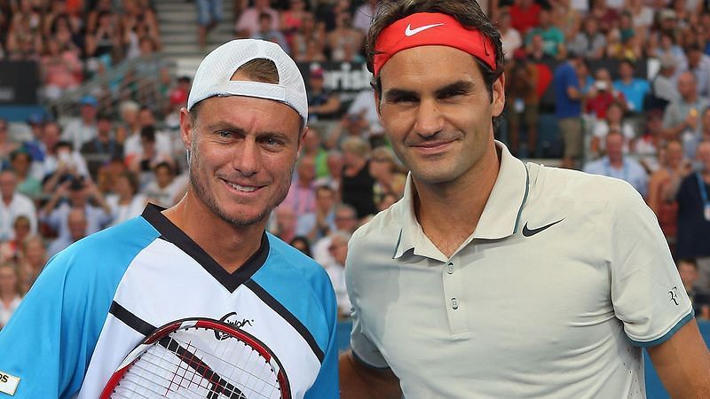 Hewitt (left) and Federer