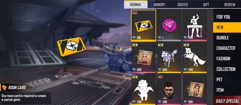 Free Fire Players Can Now Obtain Custom Room Cards From The