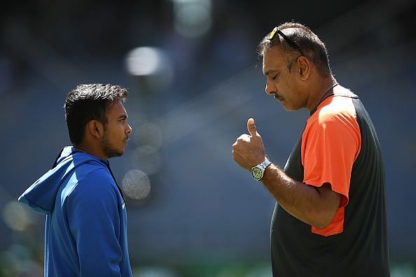 Prithvi Shaw getting tips from Indian head coach Ravi Shastri