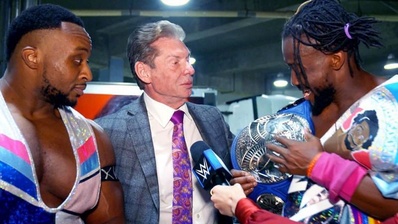Big E and Kofi With Vince McMahon Backstage