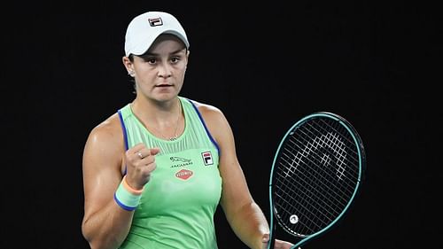 Ash Barty celebrates in Melbourne