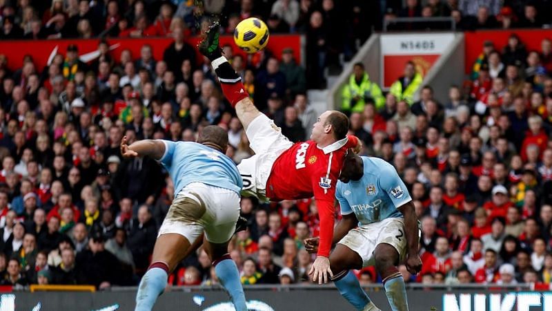 Wayne Rooney&#039;s overhead kick won United this classic game against neighbours Manchester City