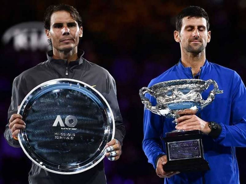 Nadal (left) lost to Djokovic for the 2nd time in an Australian Open final (2019)