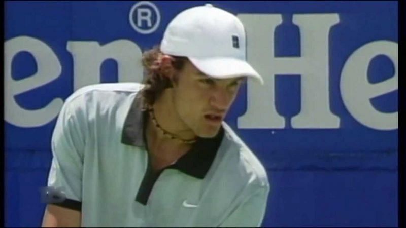 Federer in his maiden appearance at the Australian Open in 2000