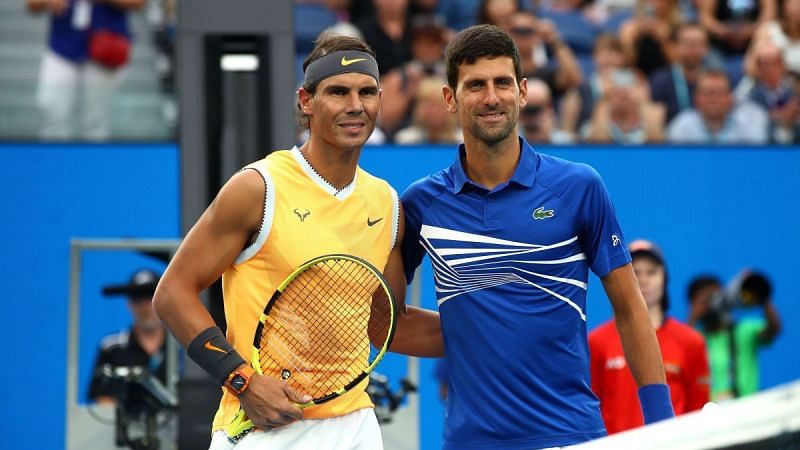Nadal (right) and Djokovic
