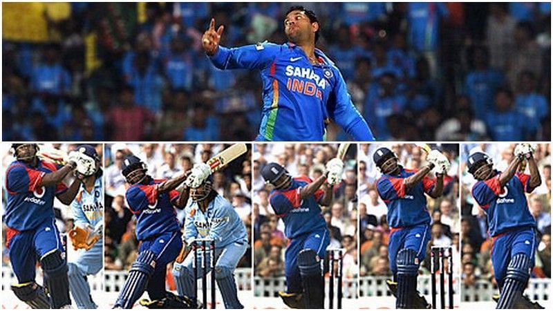 Yuvraj Singh getting hit for five sixes in an over by Mascarenhas