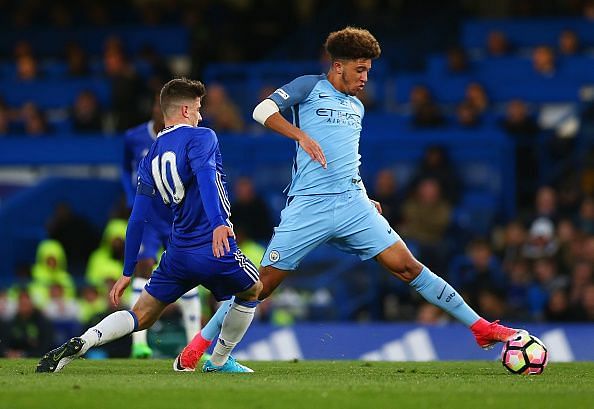 Jadon Sancho playing for Manchester City