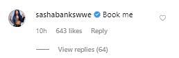 Sasha Banks&#039; comment on Jericho&#039;s post