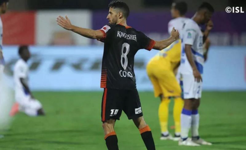 Coro didn&#039;t have much to do on the night but the prolific striker capped off a fine Goa performance with a fourth goal (Image Courtesy: ISL)