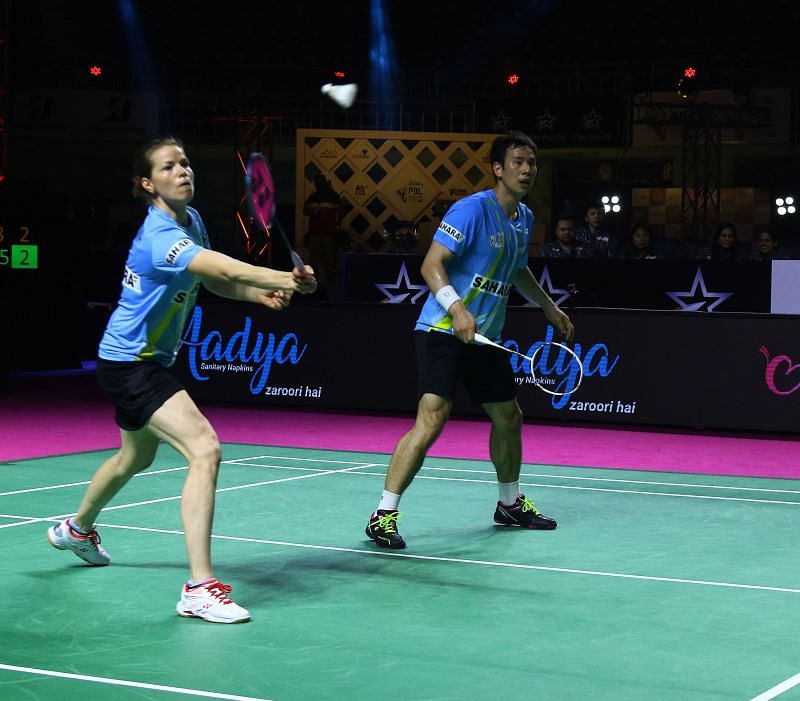 Awadhe Warriors&#039; Ko Sung Hyun and Christina Pedersen in action