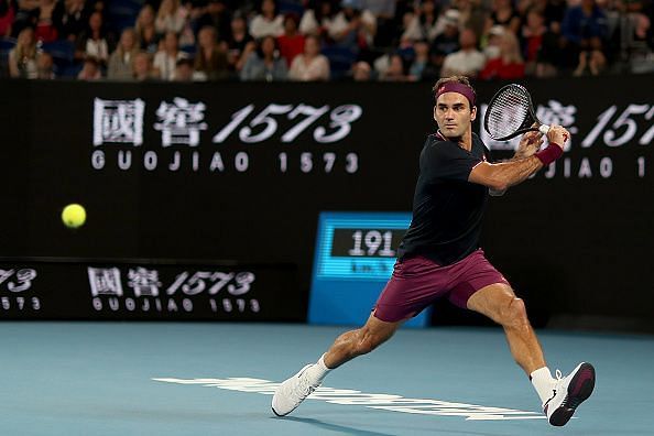 Roger Federer in action at the Australian Open 2020