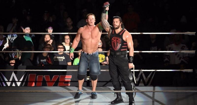 Roman Reigns with John Cena