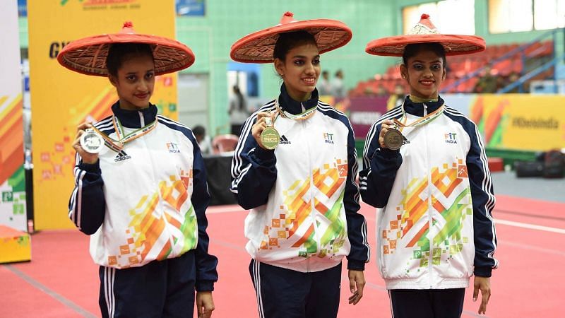 Gymnasts pose with their medals (Image credits - KIYG)