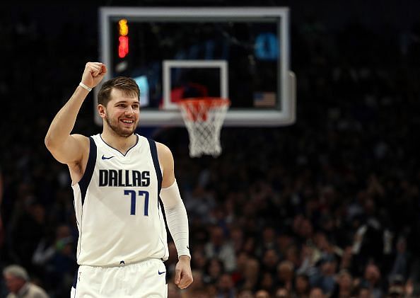 Luka Doncic after drilling another deep 3 pointer against the Brooklyn Nets