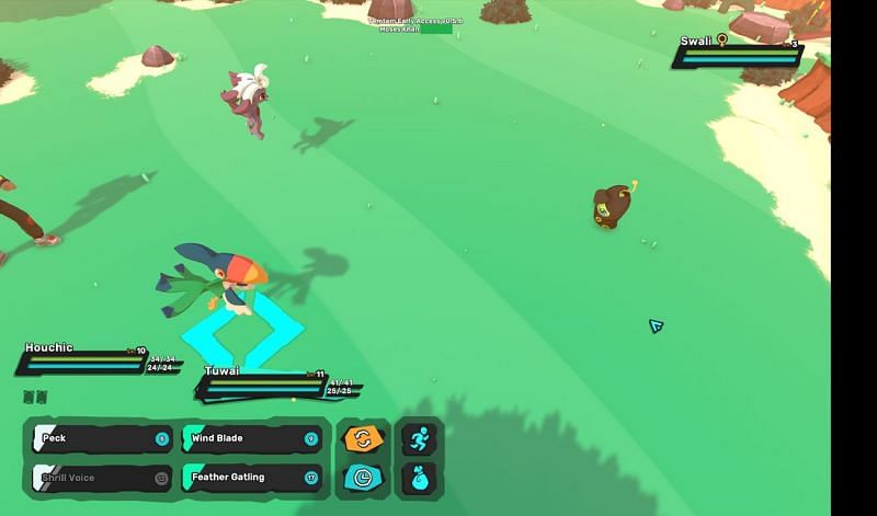 Battle screen in Temtem