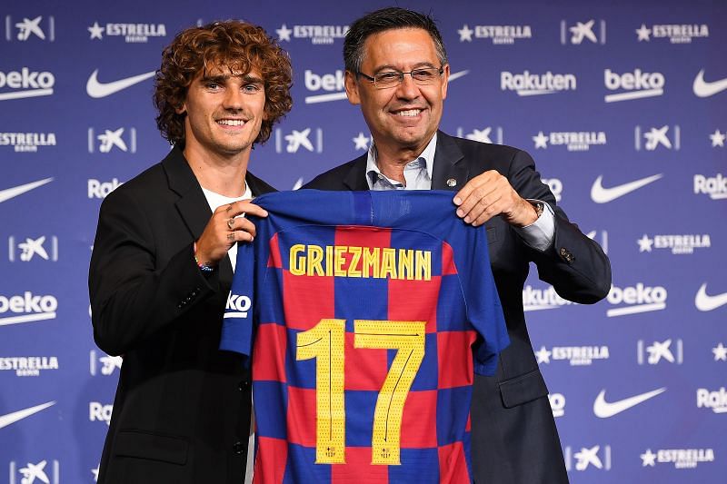 Antoine Griezmann is unveiled as a Barca player.