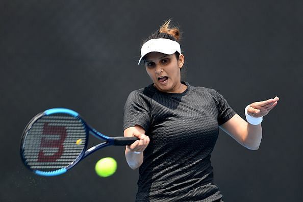 Sania Mirza in action in Hobart on Tuesday