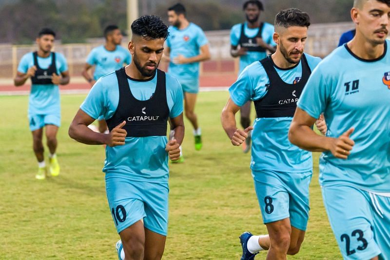 FC Goa players in training before their face-off against Kerala Blasters FC