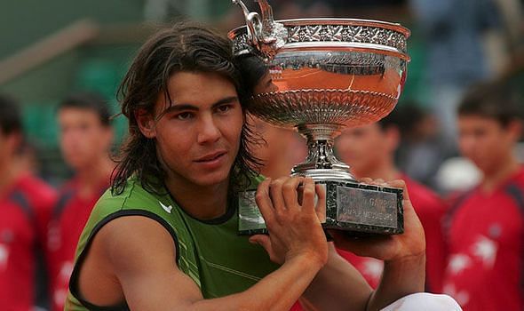 Nadal lifts his first Grand Slam title at the 2005 French Open