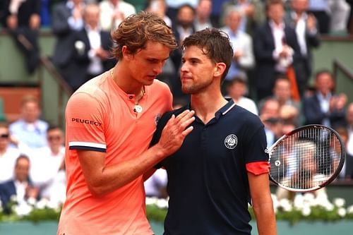 Alexander Zverev (L) and Dominic Thiem