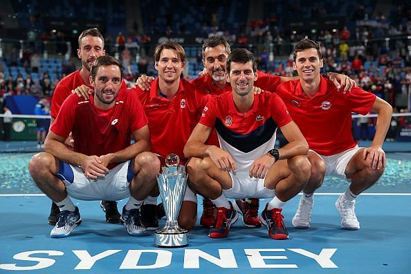 The jubilant Team Serbia wins the inaugural edition of ATP Cup 2020