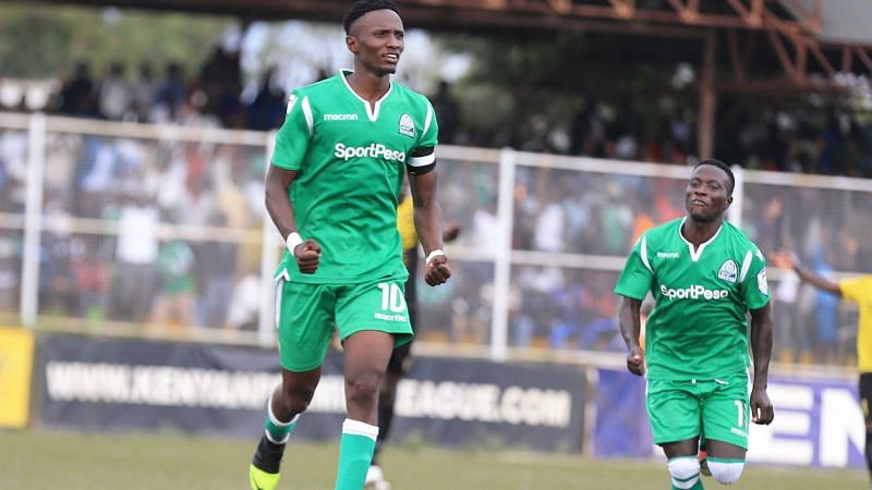 Kenneth Muguna celebrating one of his goals