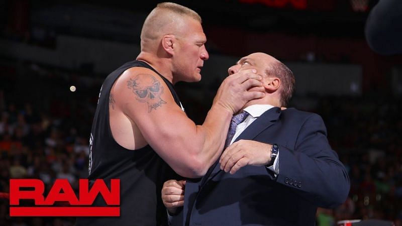 Brock Lesnar grabbing Paul Heyman