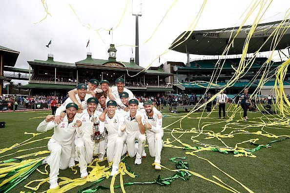 Australian team after winning the series against New Zealand