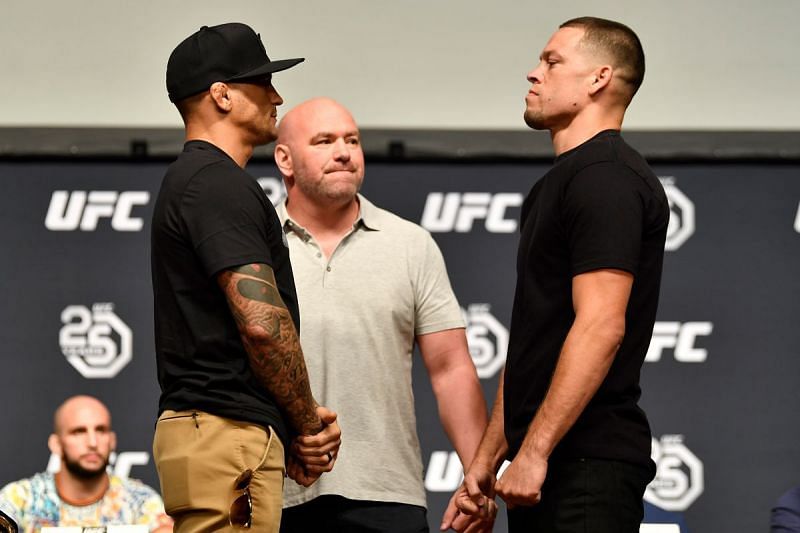 Dustin Poirier facing off with Nate Diaz (Image Courtesy: Bloody Elbow)