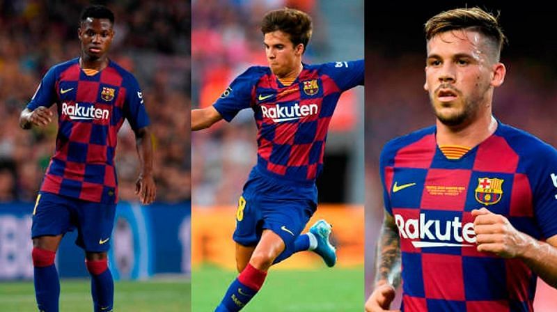 Ansu Fati (left), Riqui Puig (centre), Carles Perez (right) could greatly benefit from Setien&#039;s guidance