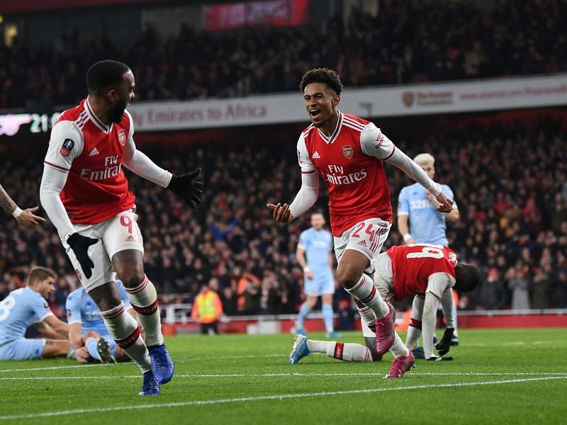 Nelson celebrates his matchwinning goal against Leeds during a hard-fought FA Cup win for Arsenal