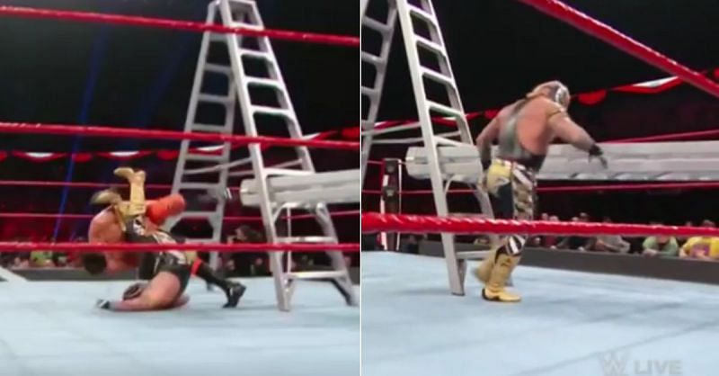 Rey Mysterio landed awkwardly in his match on RAW