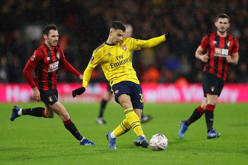Martinelli in action for Arsenal against Bournemouth in their FA Cup Fourth Round tie
